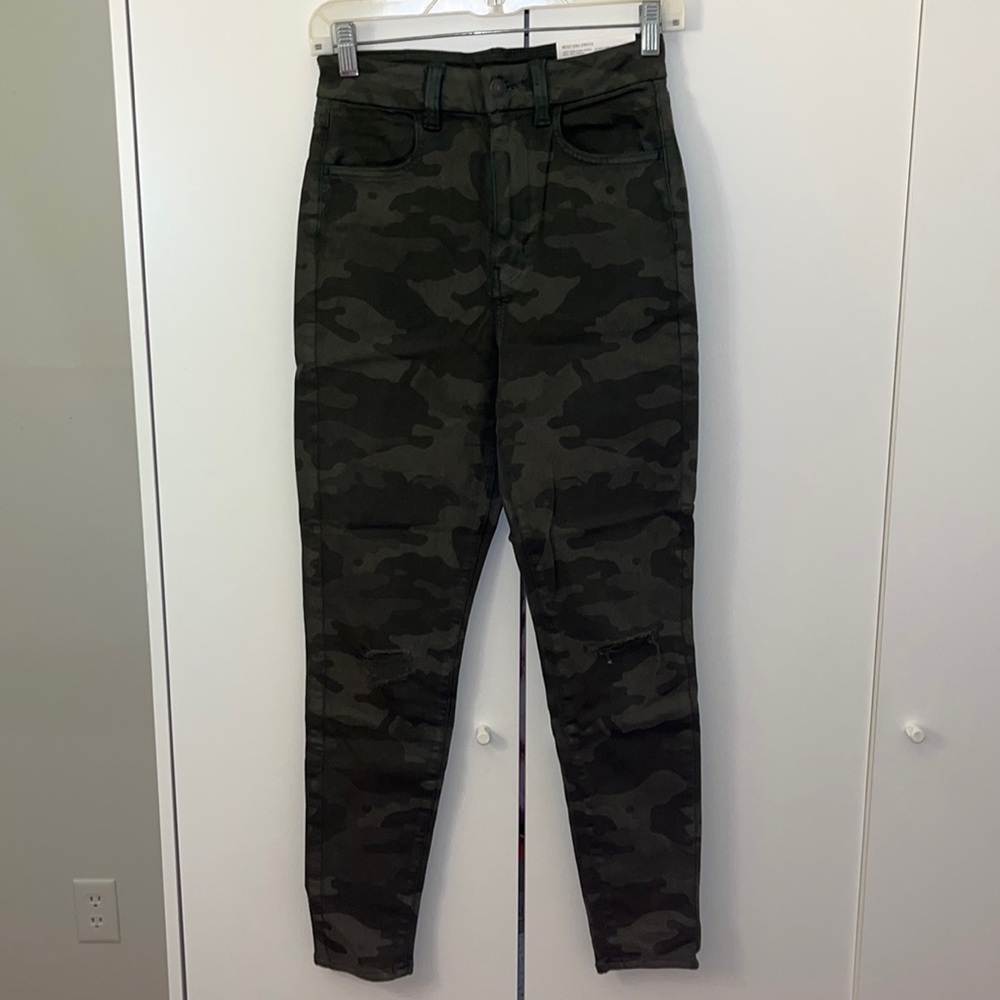 american eagle, camouflage curvy super hi-rise jegging, size 6